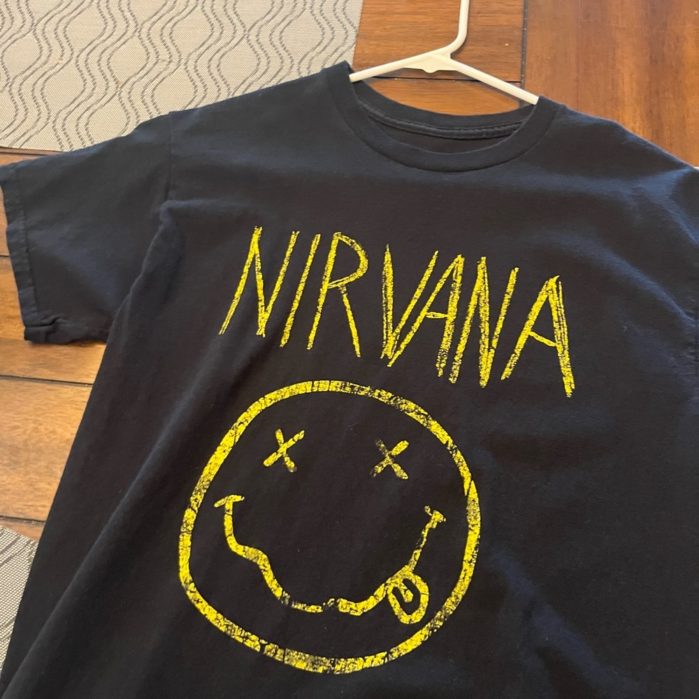 Nirvana Black Tee with Iconic Yellow Smiley
